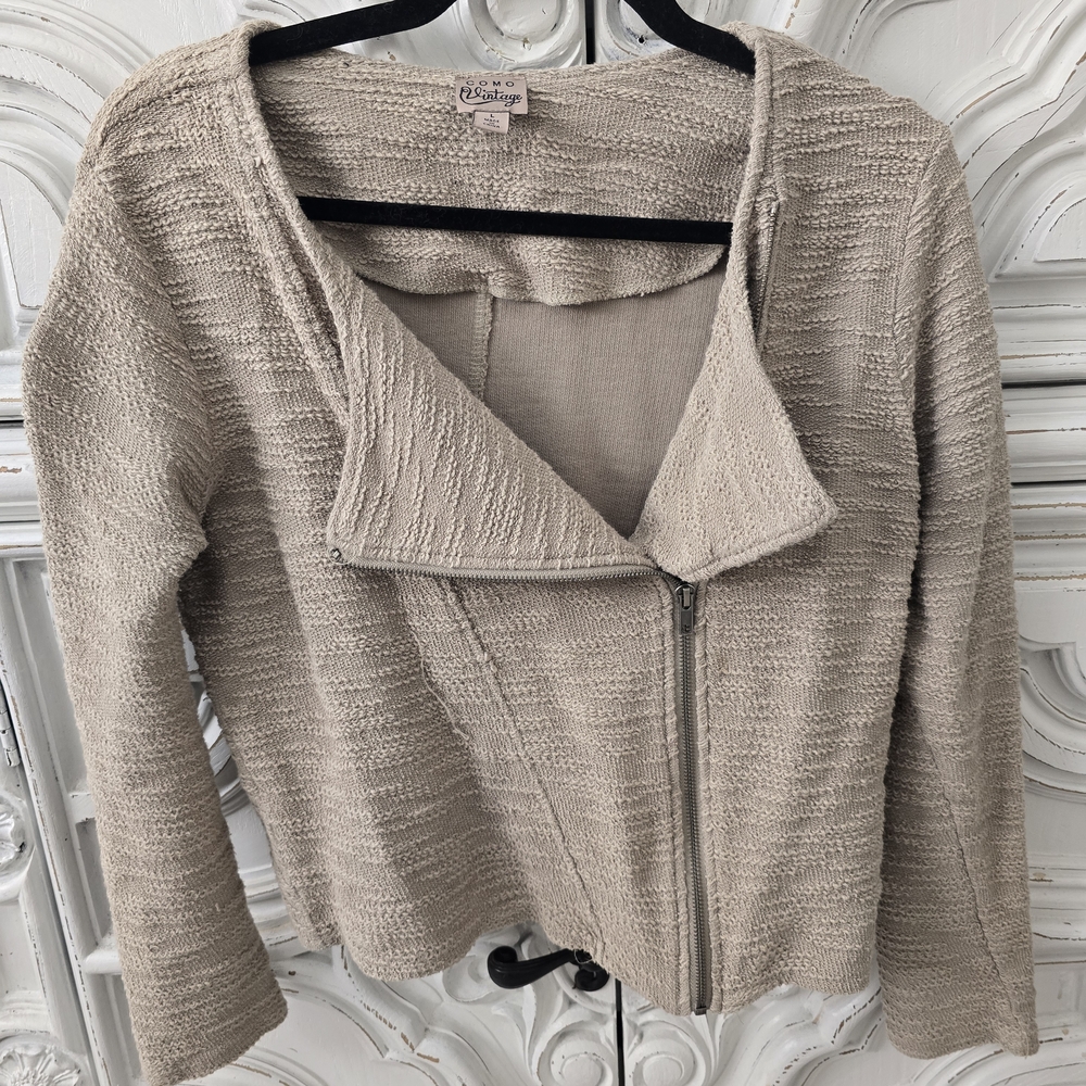 Camo Vintage Textured Zip-Front Jacket - Pale Sage